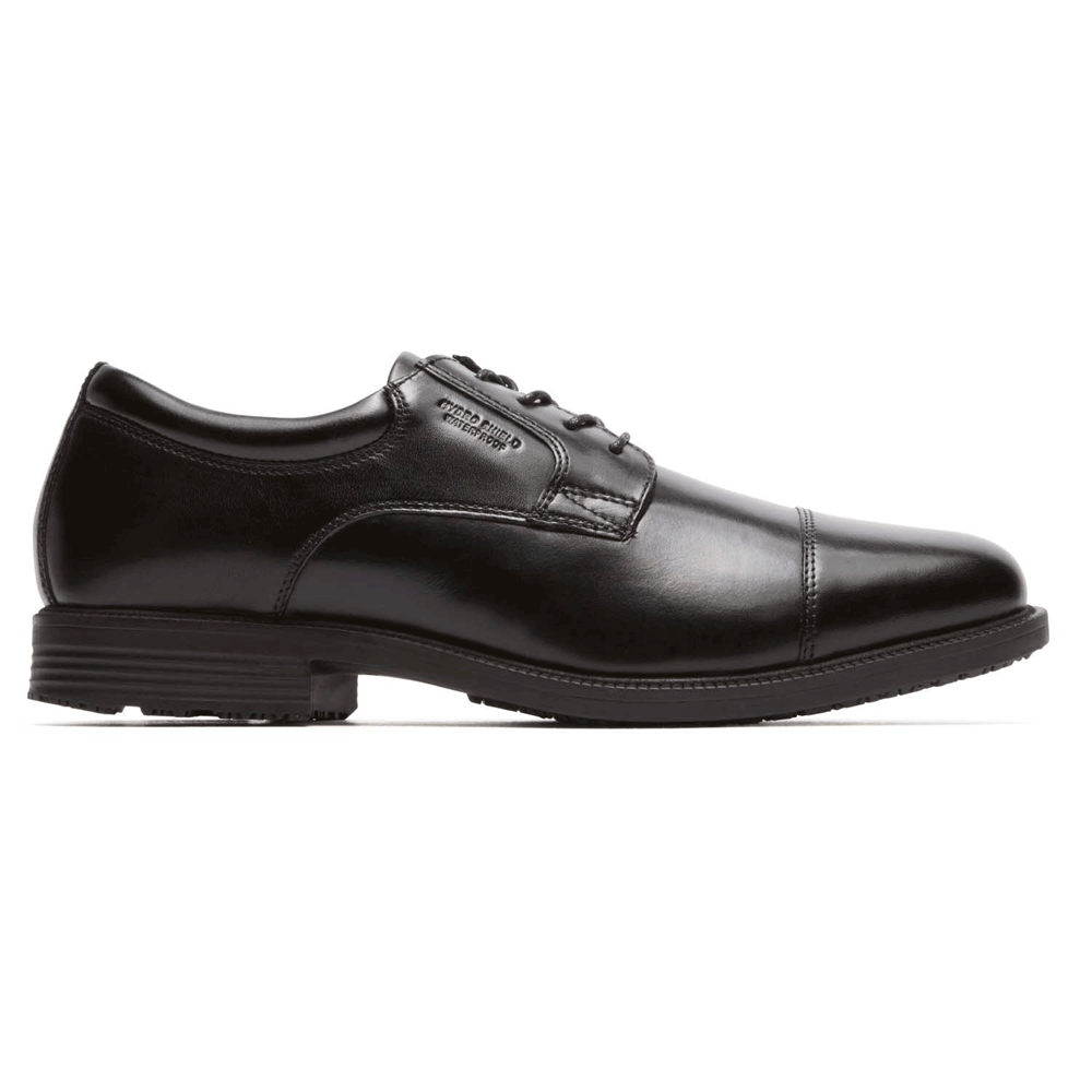 Rockport Mens Dress Shoes Black - Essential Details Waterproof Cap Toe - UK 864-LFAIQX